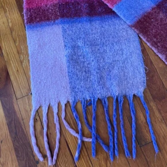 Free People Purple Plaid Oversized Cozy Blanket Scarf - Picture 3 of 7